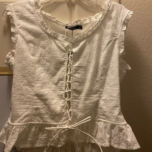 Boohoo lace up tank top